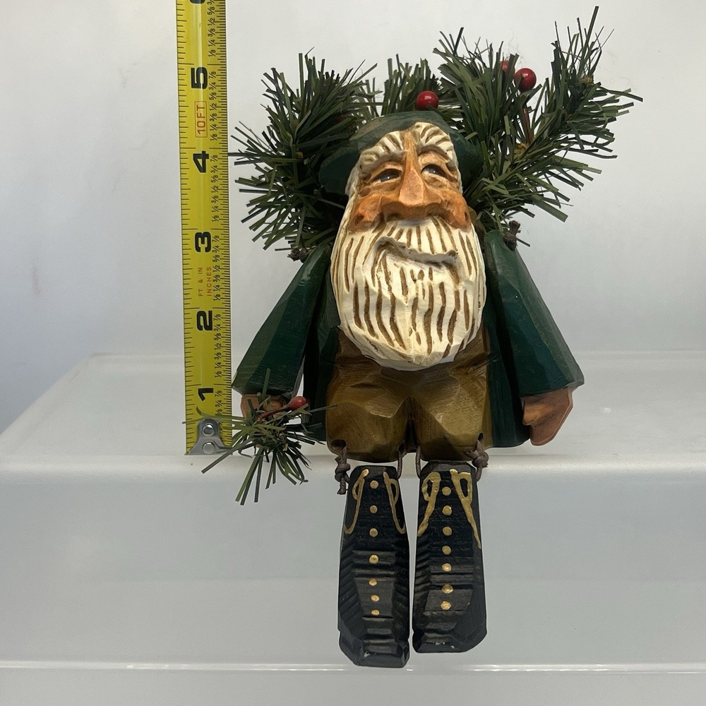David Frykman Portfolio Santa Shelf Sitter; Carved Wood, Christmas, Mantle - Picture 7 of 8